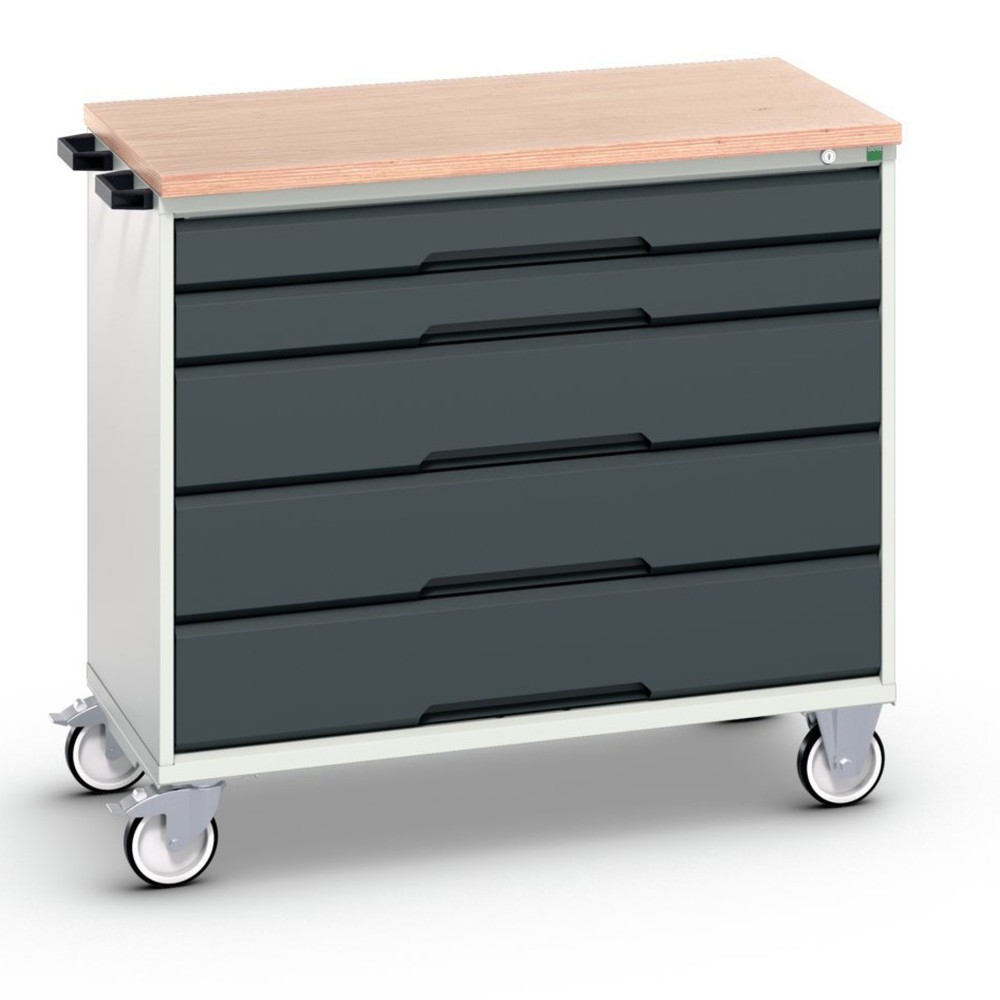 Product image: bott verso mobile drawer cabinet with 5 drawers and multiplex top, WxDxH: 1050 x 600 x 980 mm