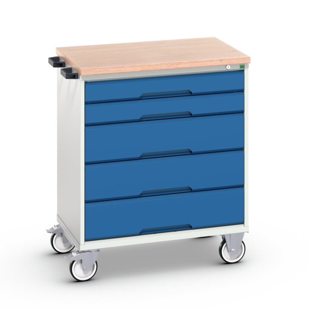Product image: bott verso mobile drawer cabinet with 5 drawers and multiplex top, WxDxH: 800 x 600 x 980 mm
