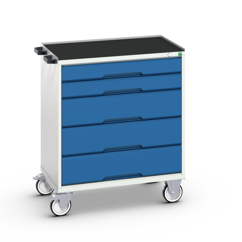Product image: bott verso mobile drawer cabinet with 5 drawers and raised edge, WxDxH: 800 x 550 x 965 mm