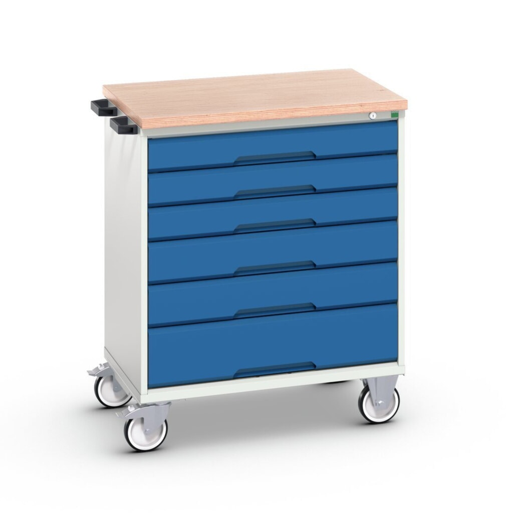 Product image: bott verso mobile drawer cabinet with 6 drawers and multiplex top, WxDxH: 800 x 600 x 980 mm