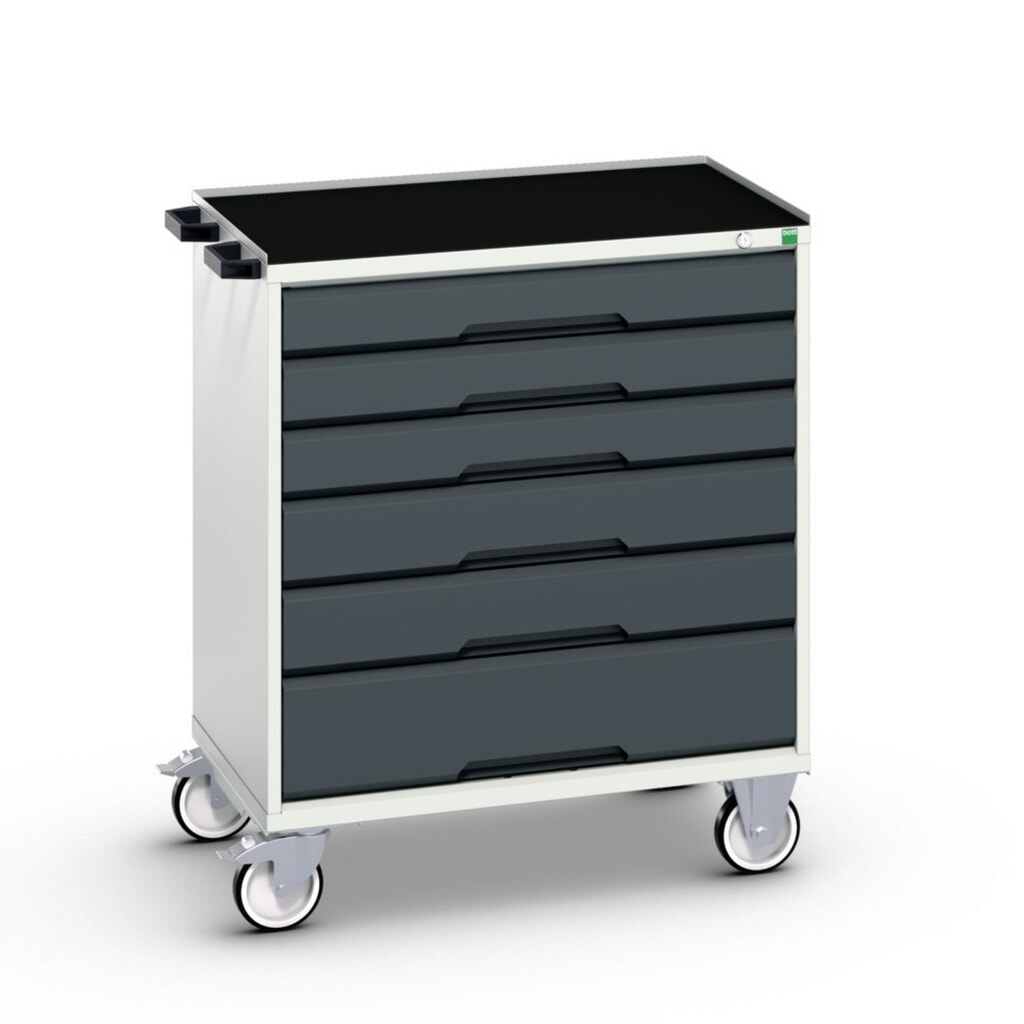 bott verso mobile drawer cabinet with 6 drawers and raised edge, WxDxH: 800 x 550 x 965 mm Product image: bott verso mobile drawer cabinet with 6 drawers and raised edge, WxDxH: 800 x 550 x 965 mm