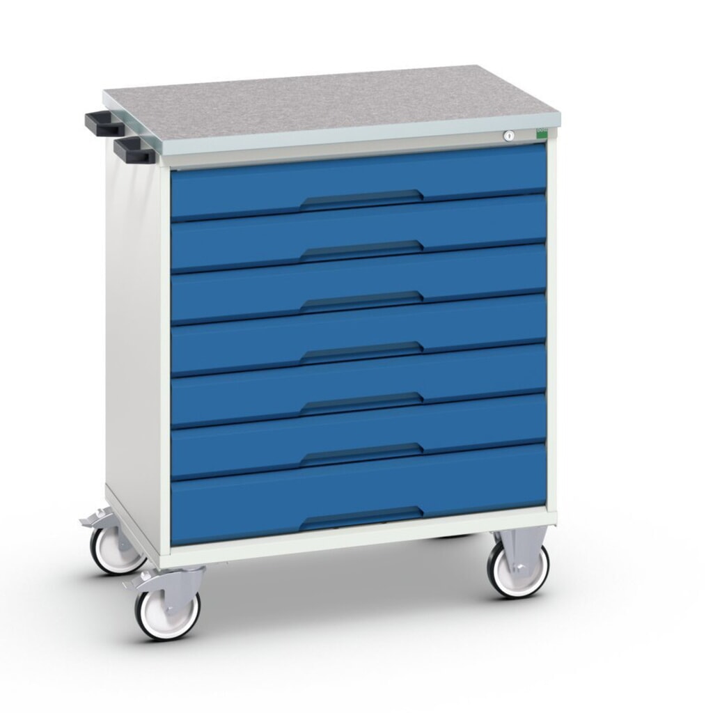 Product image: bott verso mobile drawer cabinet, with 7 drawers and linoleum top, WxDxH: 800 x 600 x 980 mm
