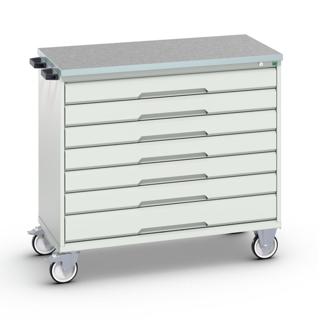 Product image no. 1: bott verso mobile drawer cabinet with 7 drawers and linoleum top