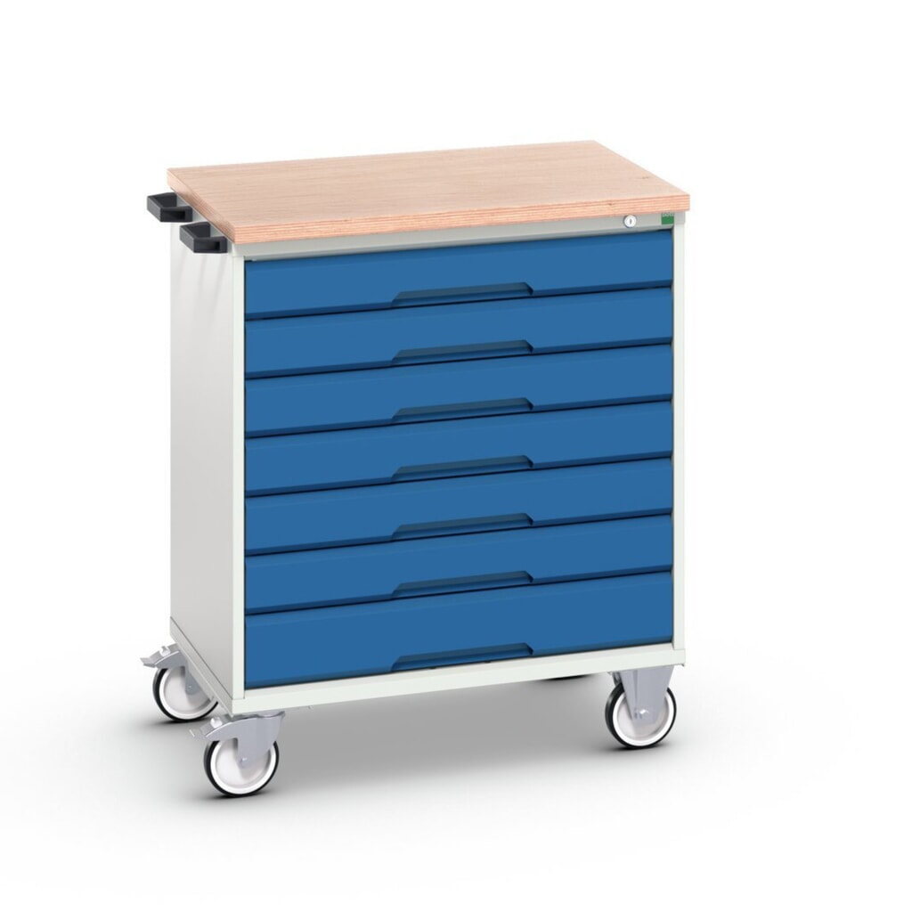 Product image: bott verso mobile drawer cabinet with 7 drawers and multiplex top, WxDxH: 800 x 600 x 980 mm