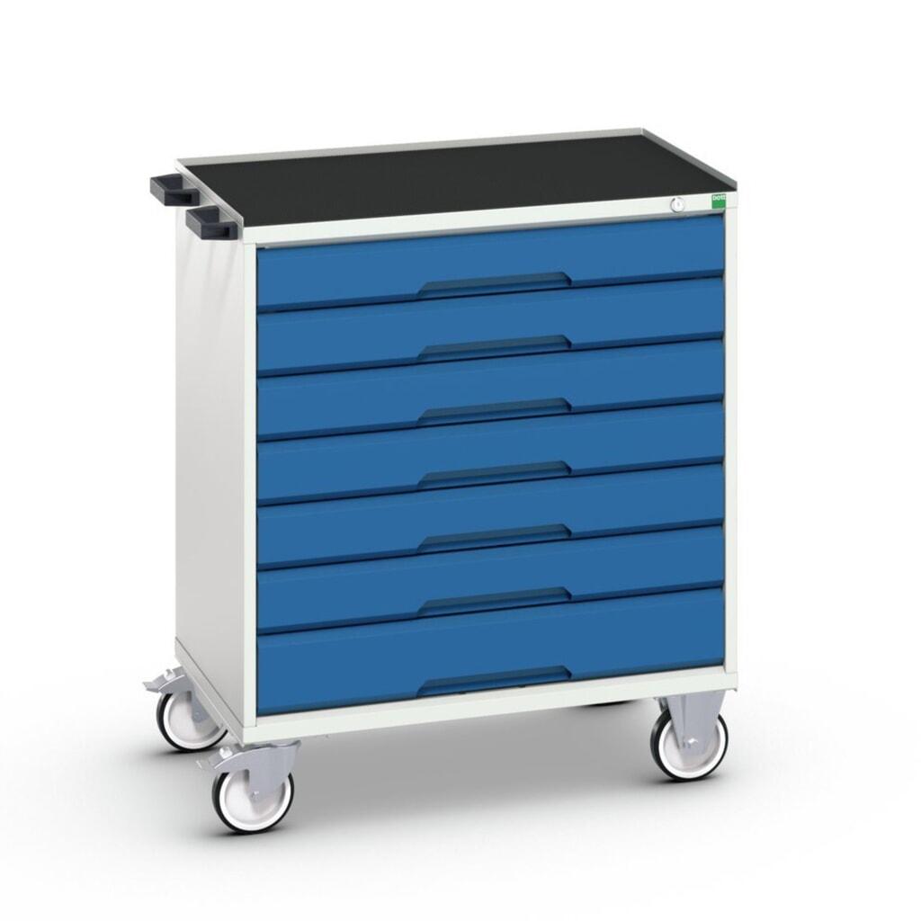 bott verso mobile drawer cabinet with 7 drawers and raised edge, WxDxH: 800 x 550 x 965 mm Product image: bott verso mobile drawer cabinet with 7 drawers and raised edge, WxDxH: 800 x 550 x 965 mm
