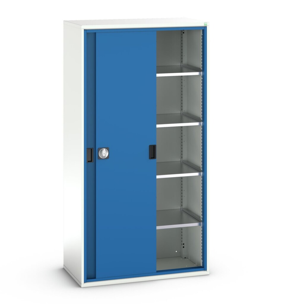 bott verso sliding door cabinet with 4 shelves, WxDxH: 1050 x 550 x 2000 mm Product image: bott verso sliding door cabinet with 4 shelves, WxDxH: 1050 x 550 x 2000 mm