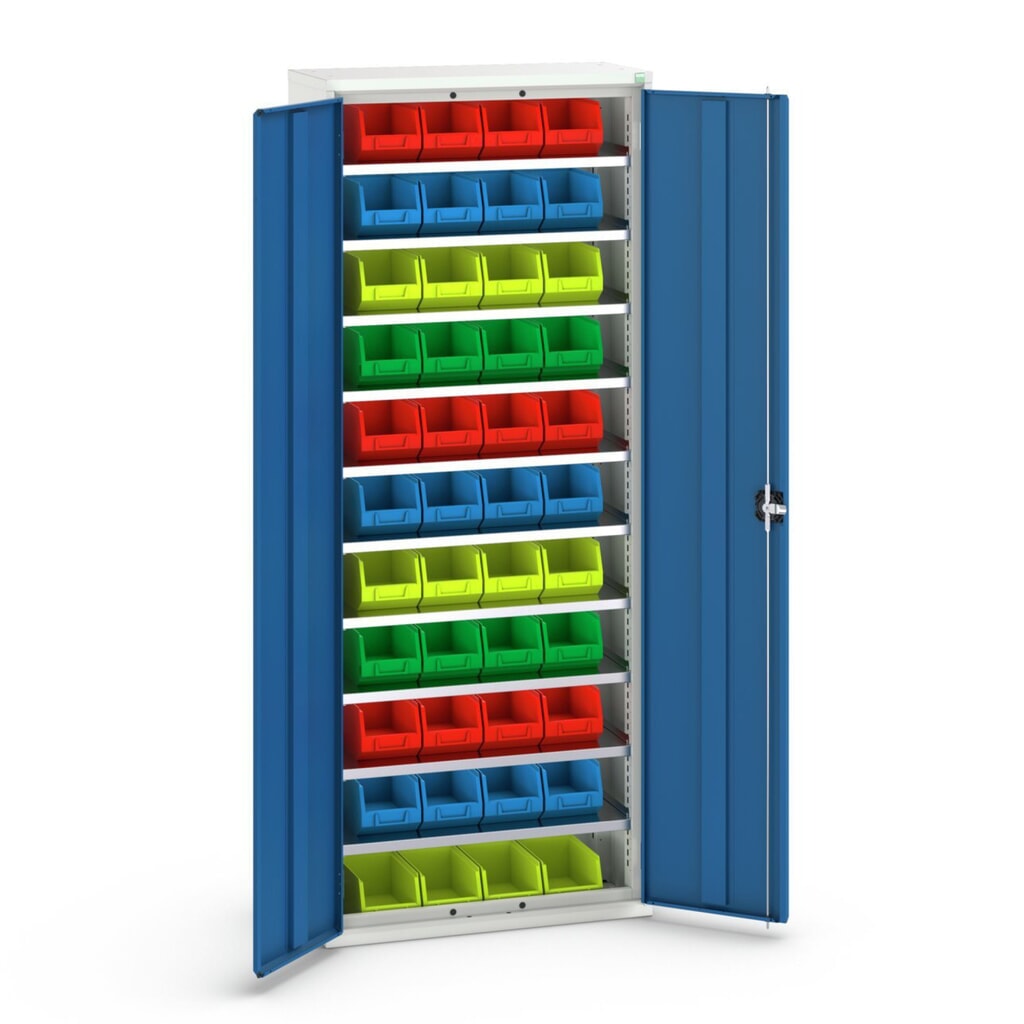 Product image no. 1: bott verso storage cabinet with 10 shelves and 44 storage bins, WxDxH: 800 x 350 x 2000 mm
