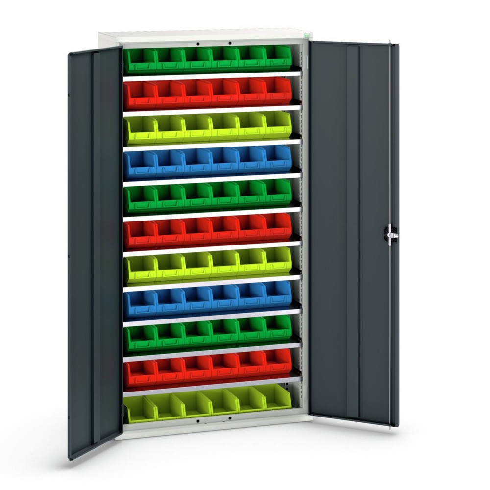 Product image: bott verso storage cabinet with 10 shelves and 66 storage bins, WxDxH: 1050 x 350 x 2000 mm