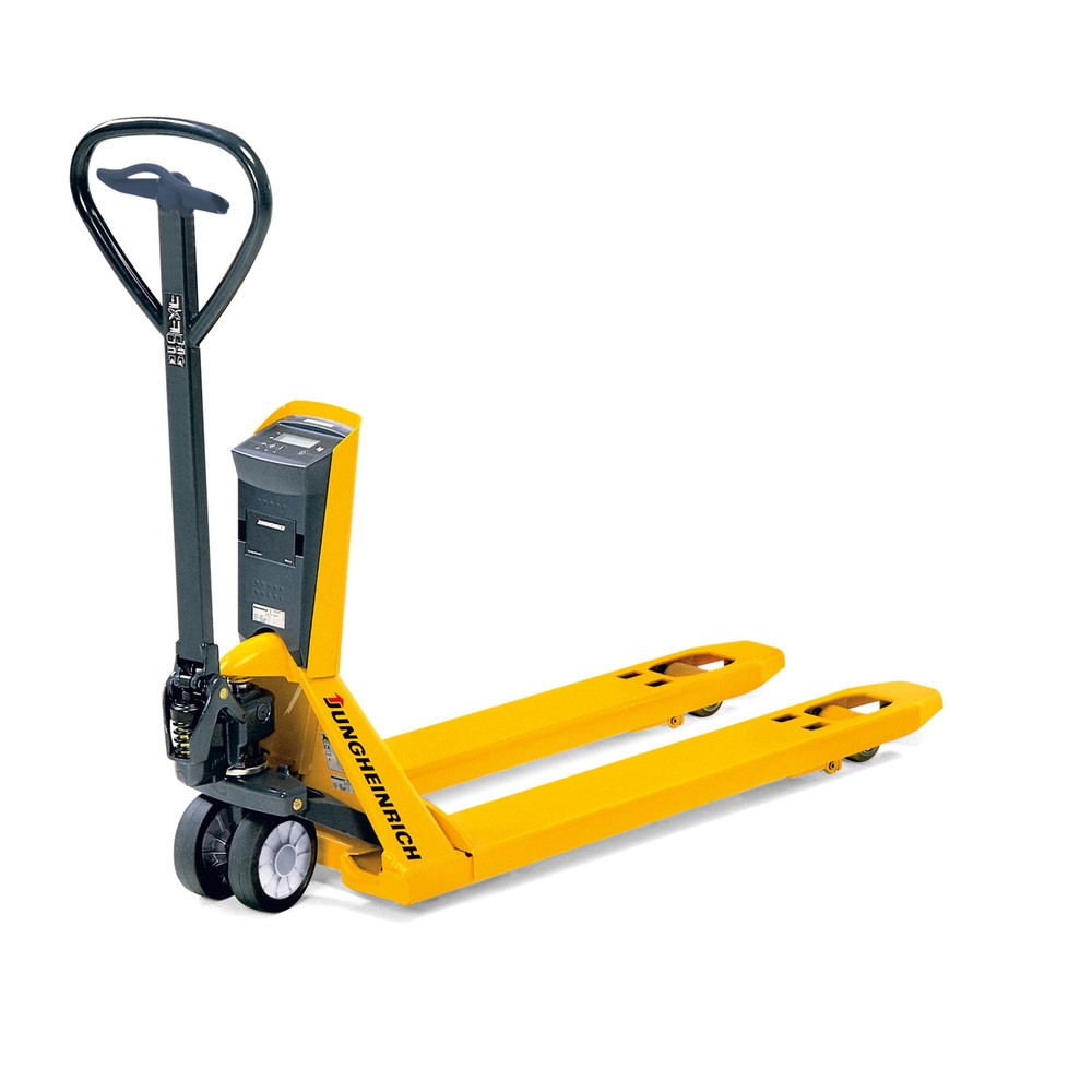 Product image: Jungheinrich AMW 22p pallet truck with scale and comfort display, load capacity 2,200 kg, polyurethane