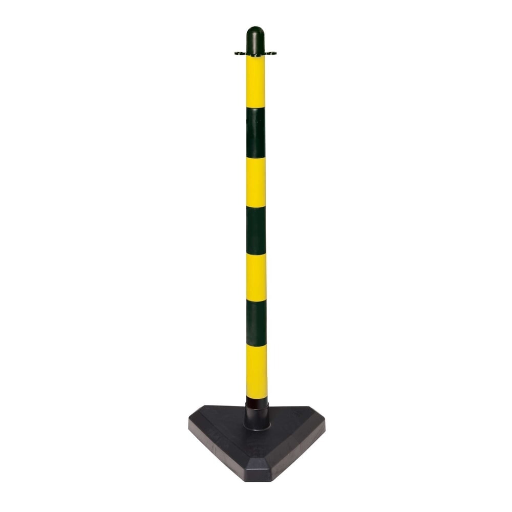 Product image no. 1: Chain post single, solid rubber base (triangular), black/yellow