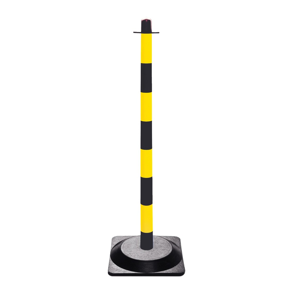 Produktabbildung Nr. 1: Chain post single, solid rubber base (square), black/yellow