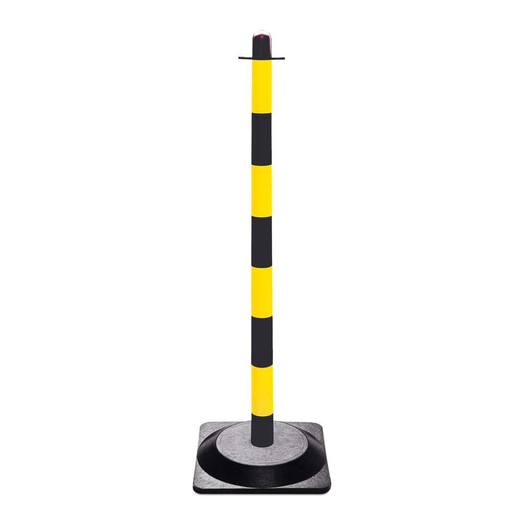 Product image: Chain post single, solid rubber base (square), black/yellow