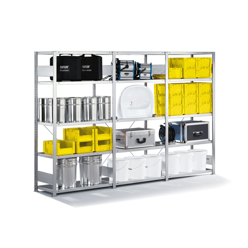 Product image: Complete package, META shelf rack, SL 230 kg, galvanised, HxWxD 2,000 x 3,000 x 300 mm