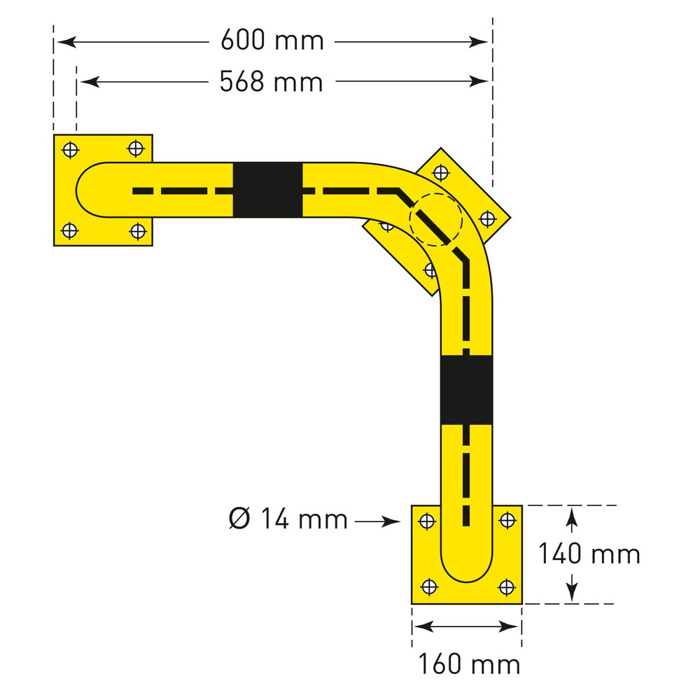 Produktabbildung Nr. 4: Corner hoop guard with underride barrier, indoor use, HxW 350 x 600 mm