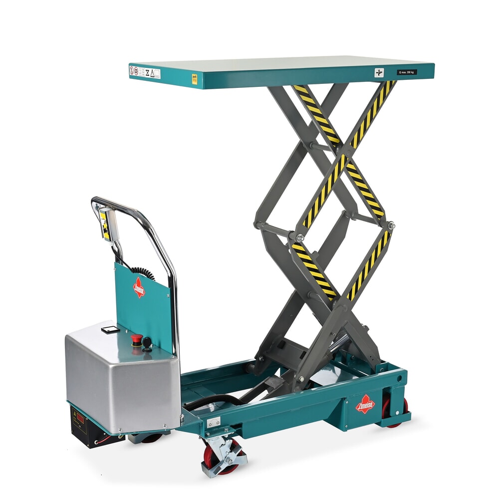 Product image: Ameise® double-scissor lift platform truck, electric, capacity 350 kg, dimensions 910 x 500 mm