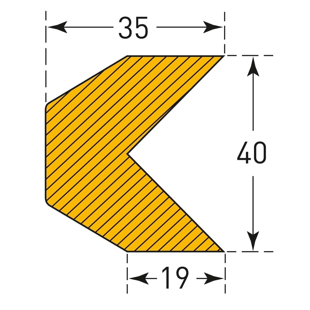 MORAVIA impact protector for edges, trapezoidal, self-adhesive, HxW 35 x 40 mm, length 1 m Product image no. 3: MORAVIA impact protector for edges, trapezoidal, self-adhesive, HxW 35 x 40 mm, length 1 m