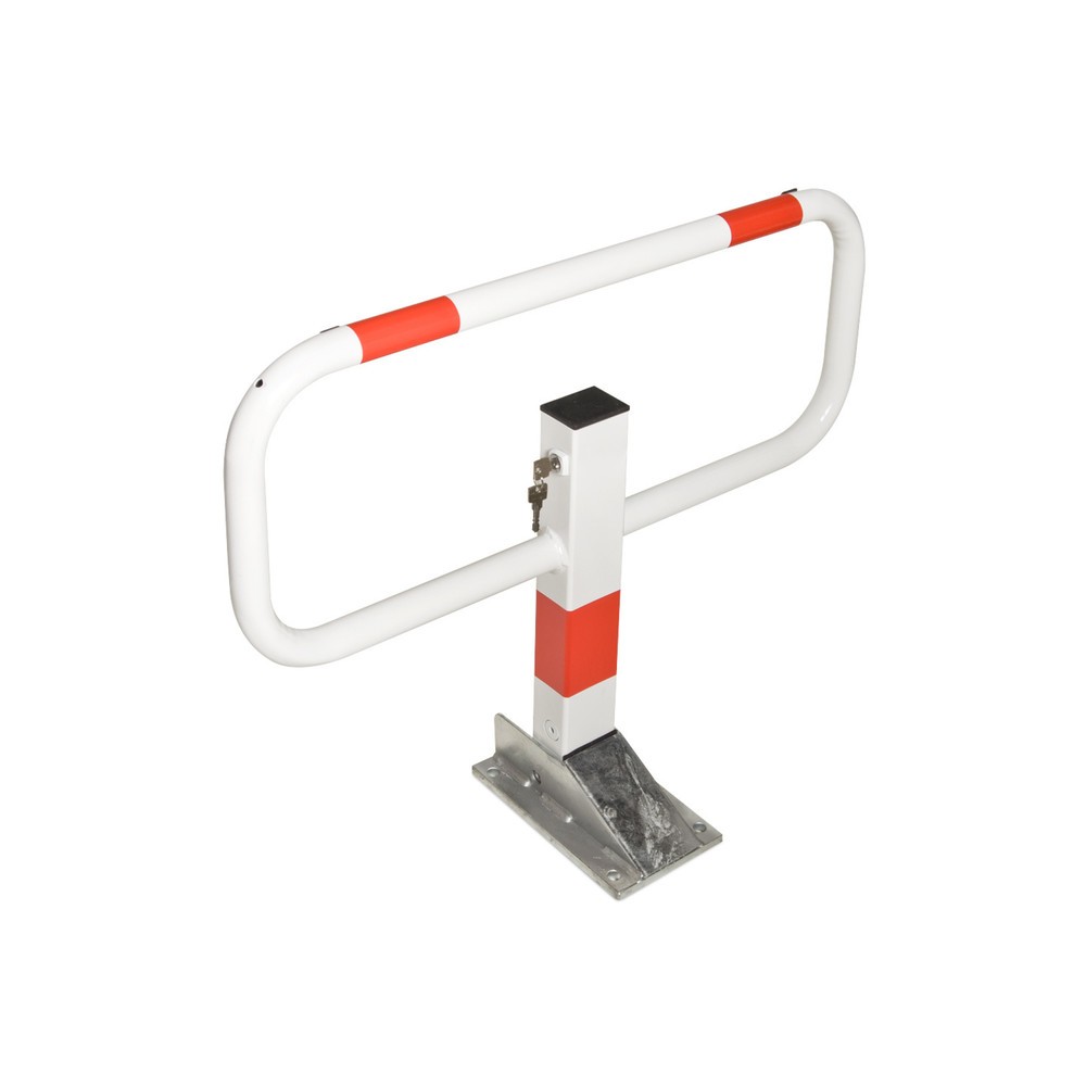 Product image: Folding hoop barrier Plus, white, with reflectors, for setting in concrete