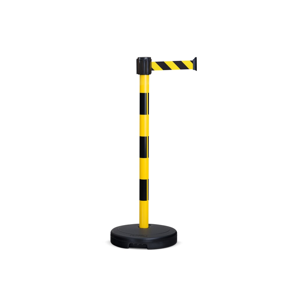 Product image: Moravia belt warning stand, height 950 mm, black/yellow