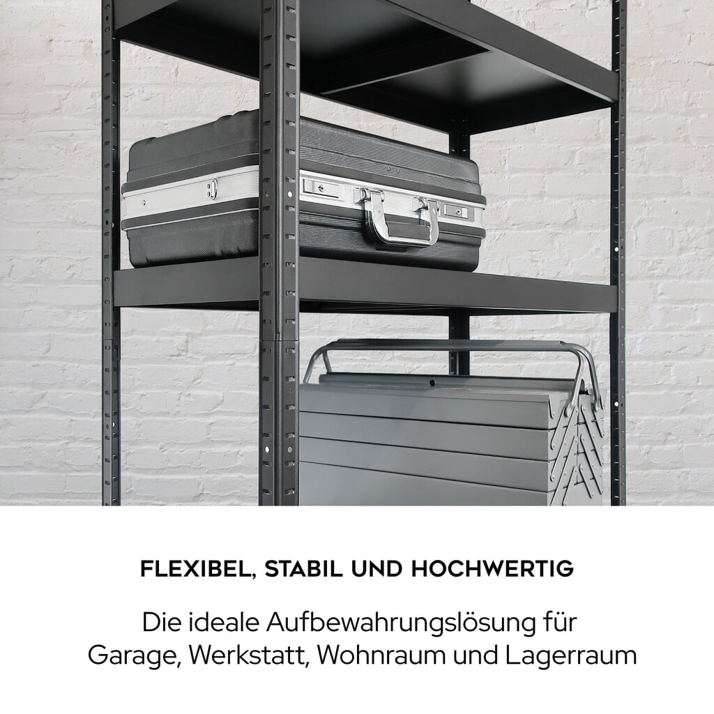 Product image no. 2: HEMMDAL boltless metal rack, shelf load 130 kg, HxWxD 1,800 x 900 x 400 mm, black