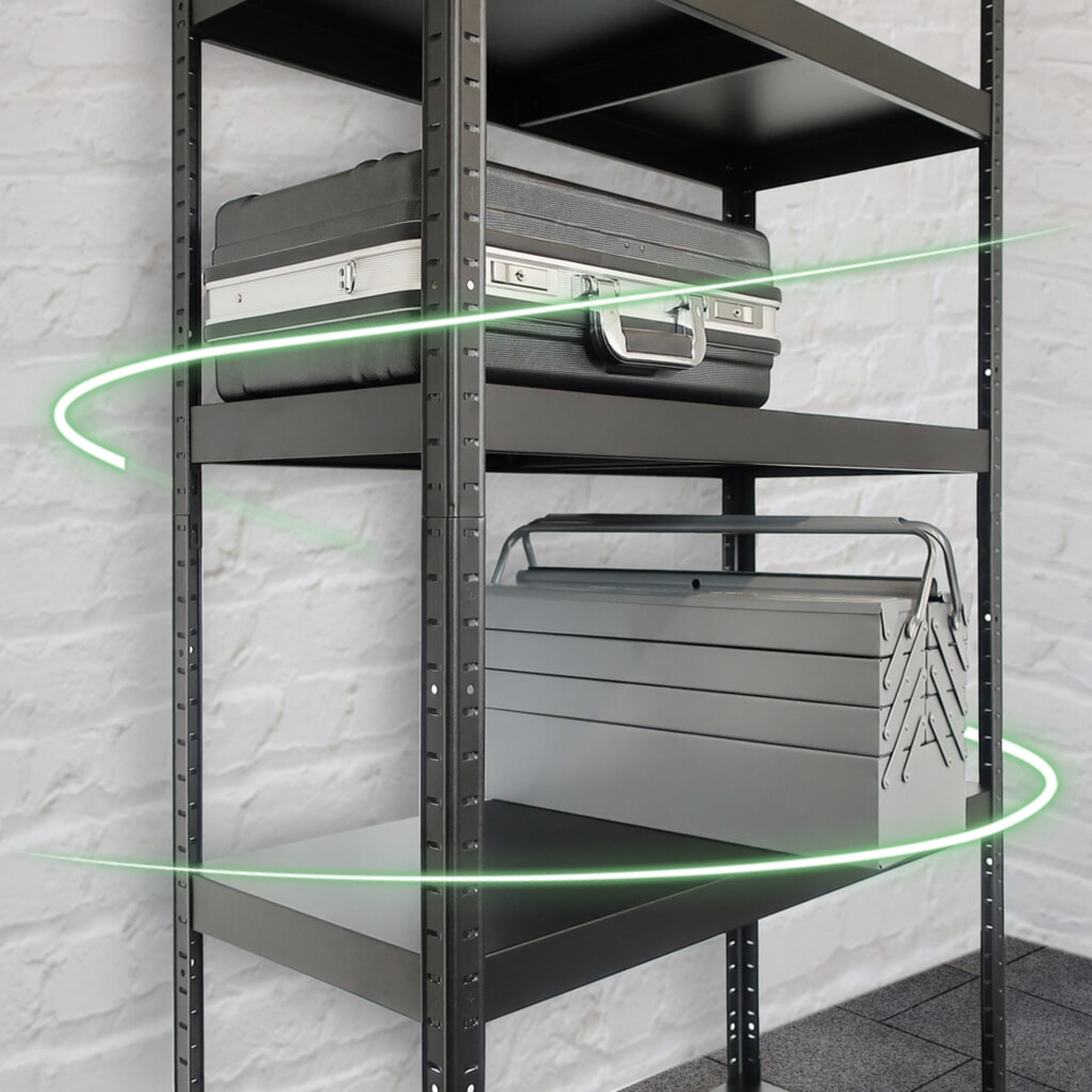 Product image no. 4: HEMMDAL boltless metal rack, shelf load 130 kg, HxWxD 1,800 x 900 x 400 mm, black