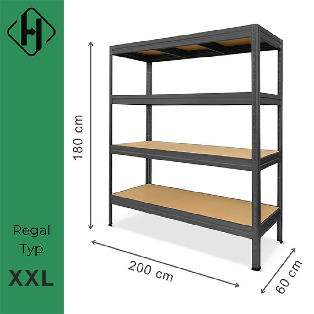Produktabbildung Nr. 4: HEMMDAL heavy-duty rack type XXL, graphite grey – 177 x 200 x 60 cm – up to 2000 kg