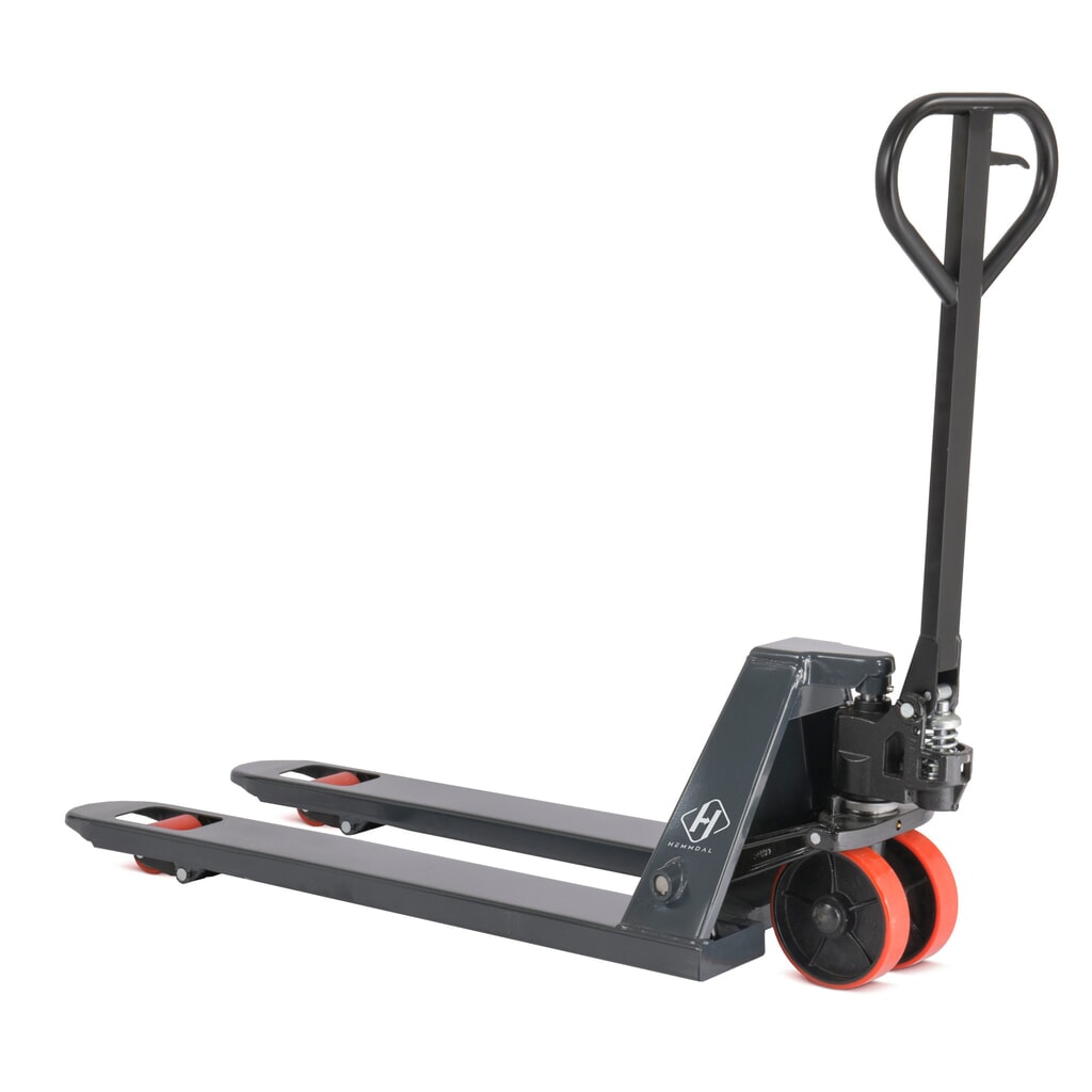 HEMMDAL PTM 2.5 hand pallet truck, load capacity 2,500 kg, fork length 1,150 mm, polyurethane, single roller Product image: HEMMDAL PTM 2.5 hand pallet truck, load capacity 2,500 kg, fork length 1,150 mm, polyurethane, single roller