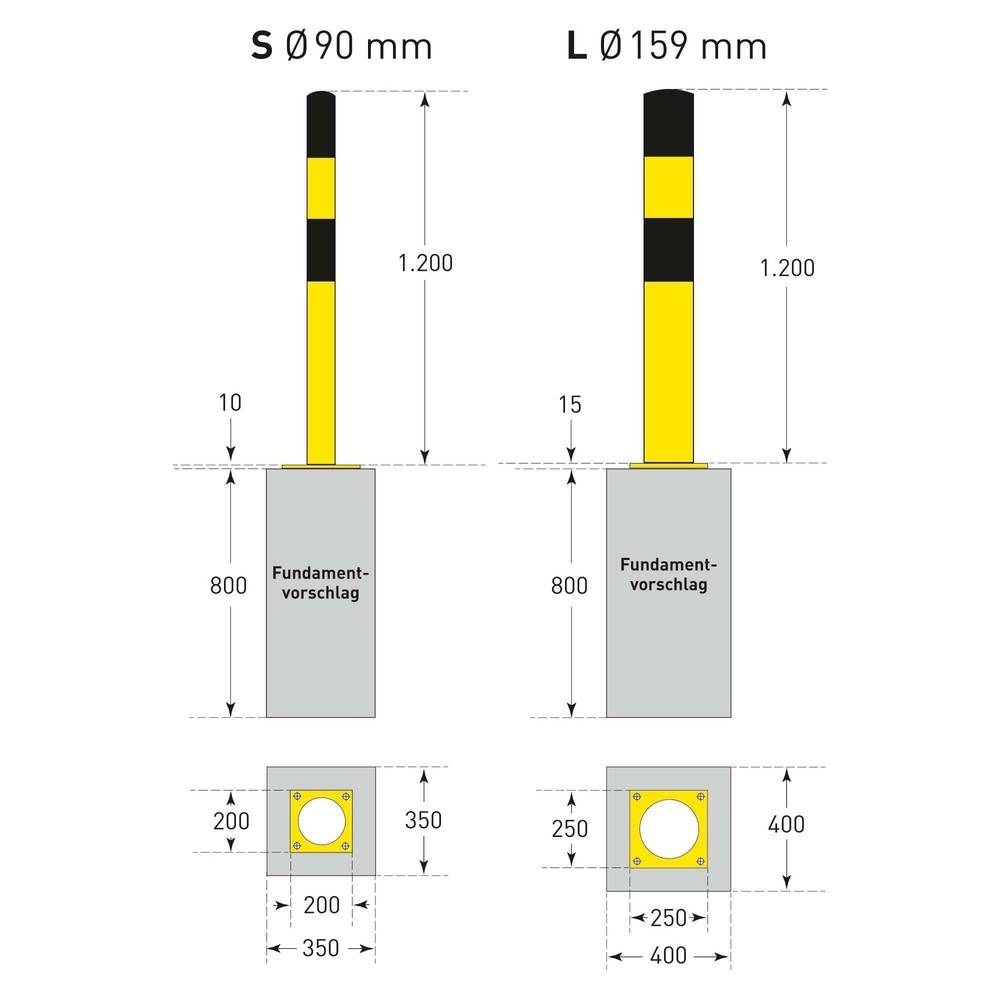 Produktabbildung Nr. 5: MORAVIA impact protection bollard, for ground anchoring, outdoor use, height 1,200 mm, Ø 159 mm