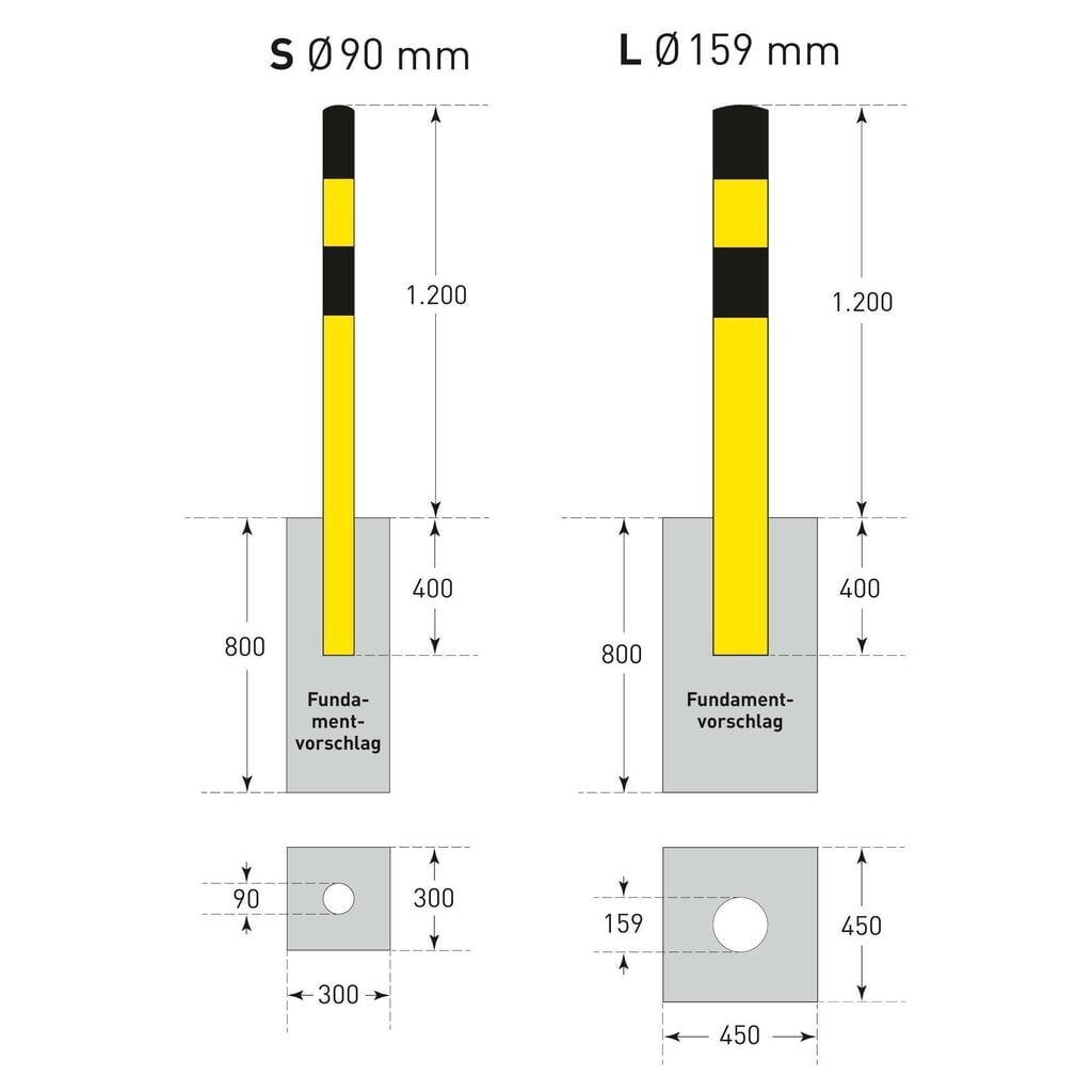 Product image no. 5: MORAVIA impact protection bollard, for setting in concrete, outdoor use, height 1,600 mm, Ø 90 mm