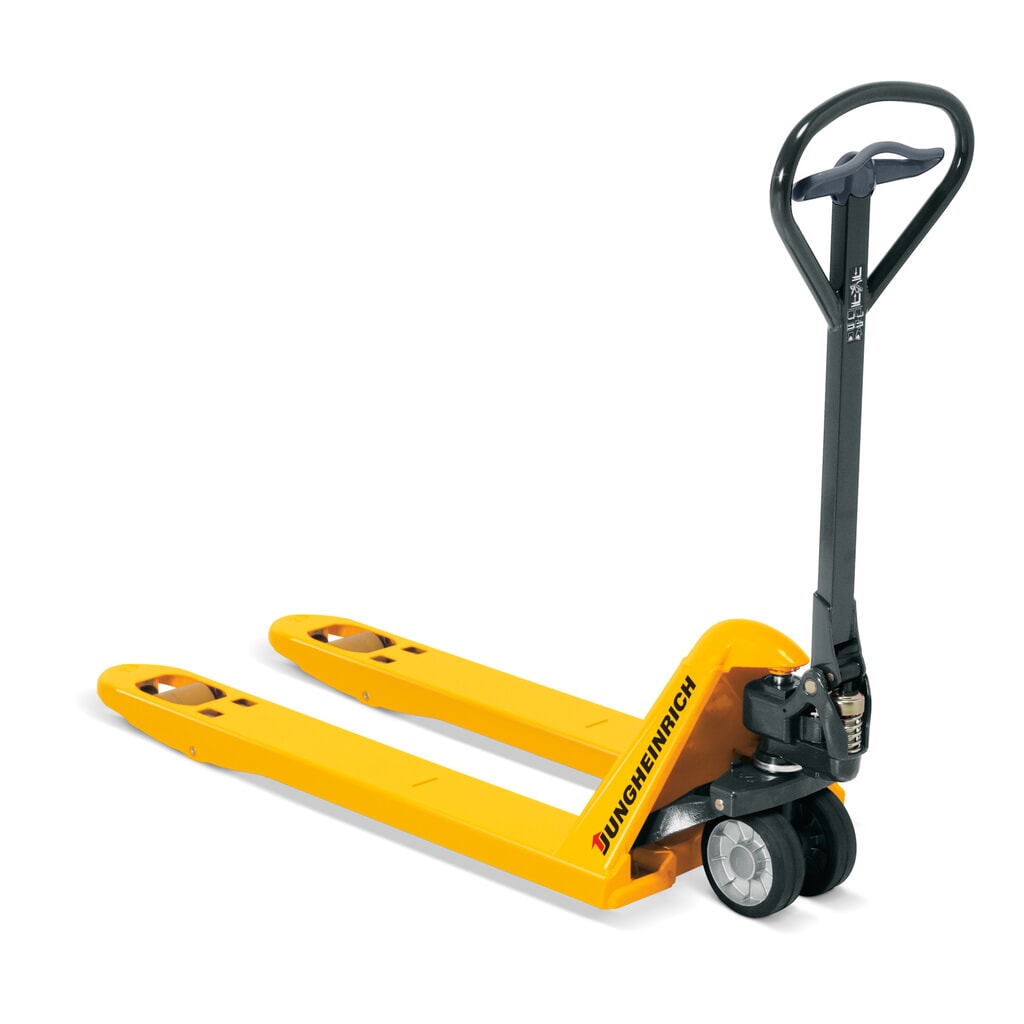 Product image: Jungheinrich AM 22 hand pallet truck, load capacity 2,200 kg, fork length 1,150 mm, nylon steering wheels, nylon fork rollers, single wheels