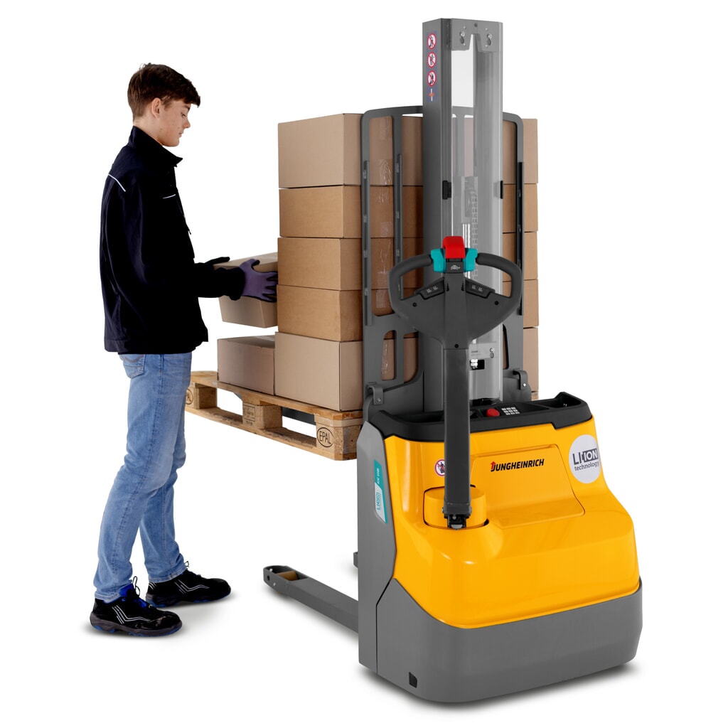 Jungheinrich EJC 110i E electric high-lift stacker truck, single mast, lift height 1,290 mm, load capacity 1000 kg, proportional hydraulics Product image no. 6: Jungheinrich EJC 110i E electric high-lift stacker truck, single mast, lift height 1,290 mm, load capacity 1000 kg, proportional hydraulics
