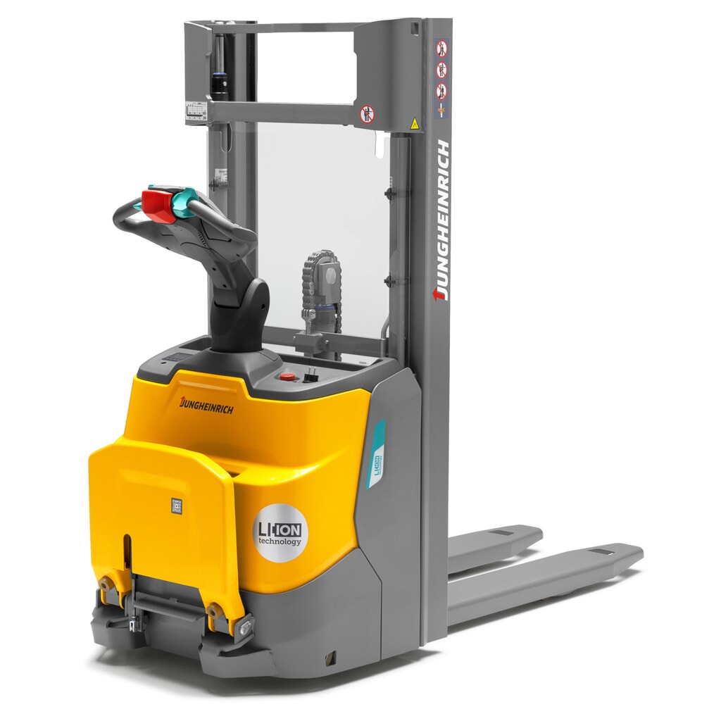 Product image no. 1: Jungheinrich electric high-lift stacker truck ERC 110i DZ with platform, three-stage telescopic mast, lift height 4,300 mm, load capacity 1,000 kg, proportional hydraulics