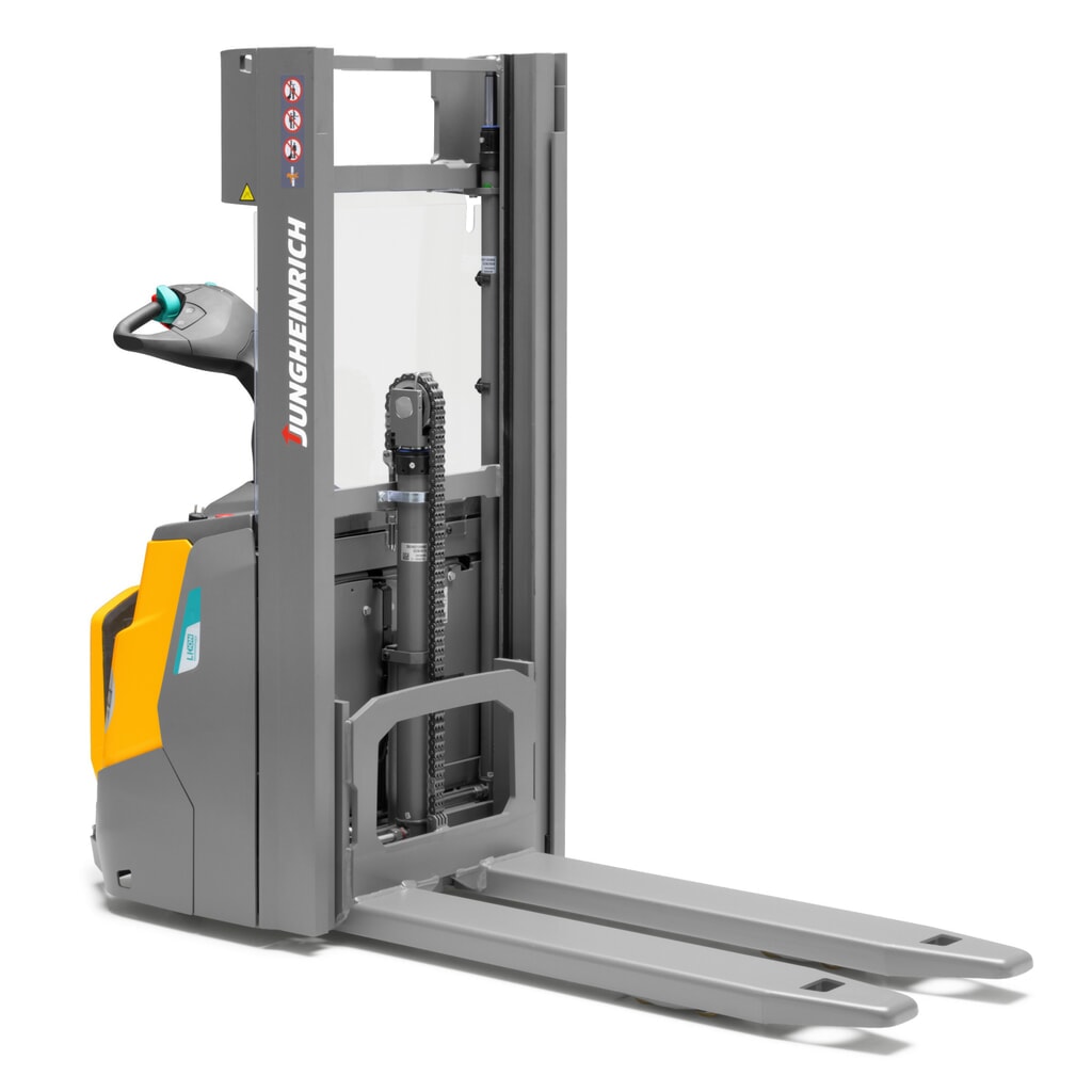 Jungheinrich electric high-lift stacker truck ERC 110i DZ with platform, three-stage telescopic mast, lift height 4,300 mm, load capacity 1,000 kg, proportional hydraulics Product image no. 11: Jungheinrich electric high-lift stacker truck ERC 110i DZ with platform, three-stage telescopic mast, lift height 4,300 mm, load capacity 1,000 kg, proportional hydraulics