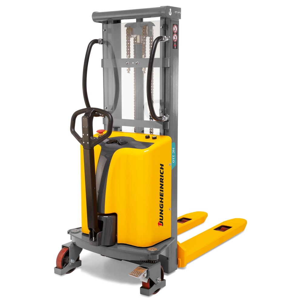 Product image: Jungheinrich HC 110 electric high-lift stacker truck, semi-electric, two-stage telescopic mast, lift height 2,500 mm, load capacity 1,000 kg