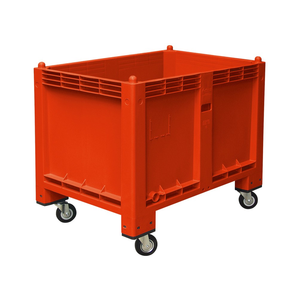 Product image: Large polypropylene container, 550 litres, with rollers, red