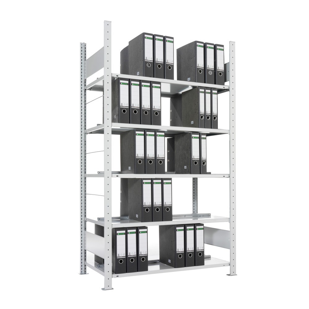 Product image: META filing shelf, BU, double-sided, without top shelf, SL 80 kg, galvanised, HxWxD 1850 x 750 x 600 mm