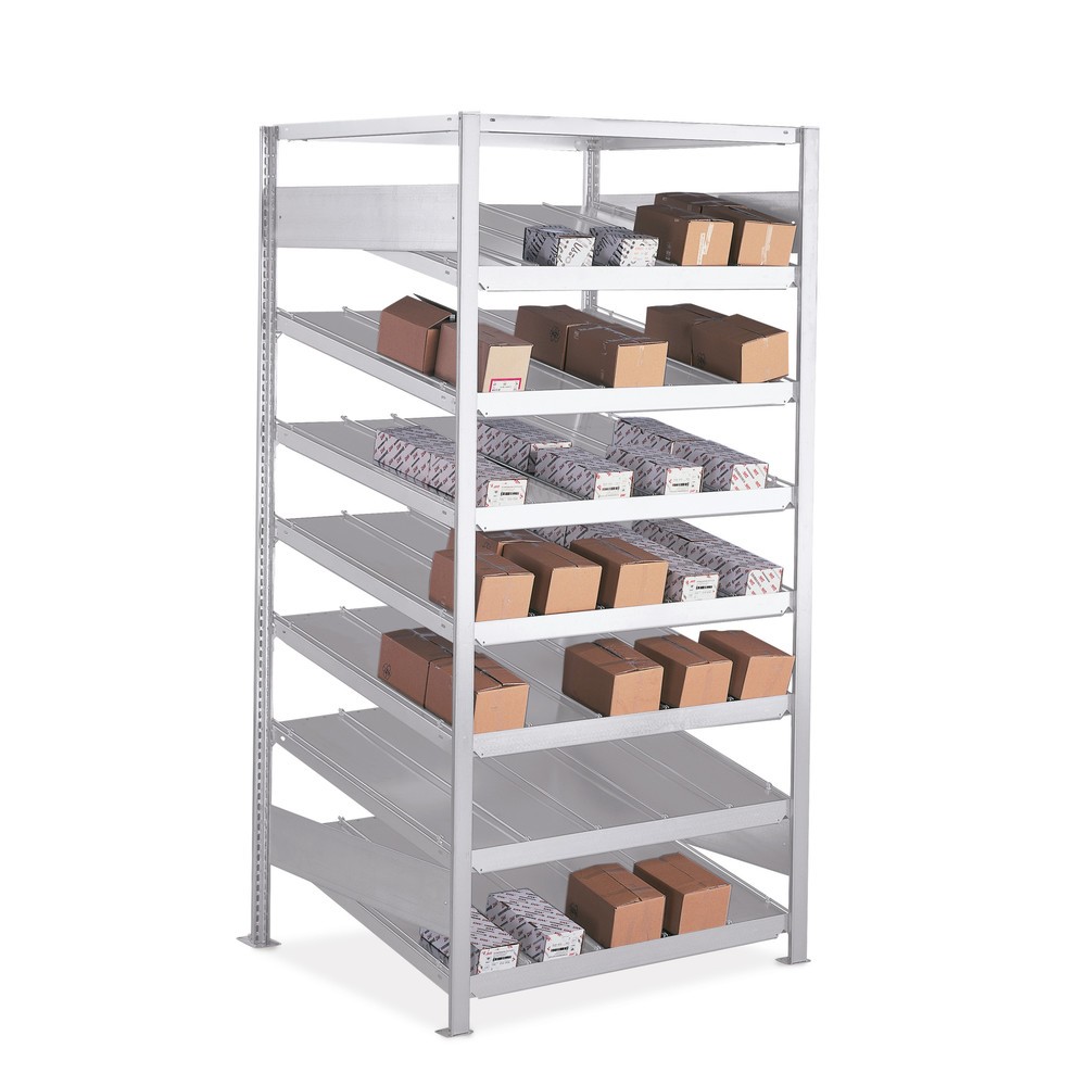 Product image: META drive-through rack, BU, one-sided, with shelves, depth 500 mm