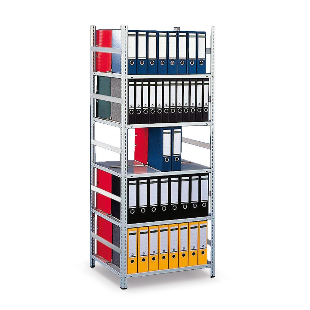Product image: META filing shelf, add-on unit, double-sided, without top shelf, light grey, HxWxD 1,850 x 1,000 x 600 mm