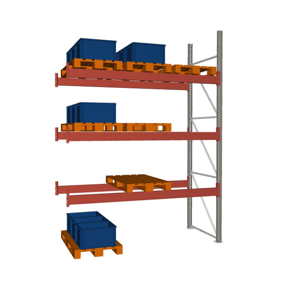 Product image: META MULTIPAL pallet rack, add-on unit, SL 12,480 kg, HxWxD 3,800 x 2,700 x 1,100 mm