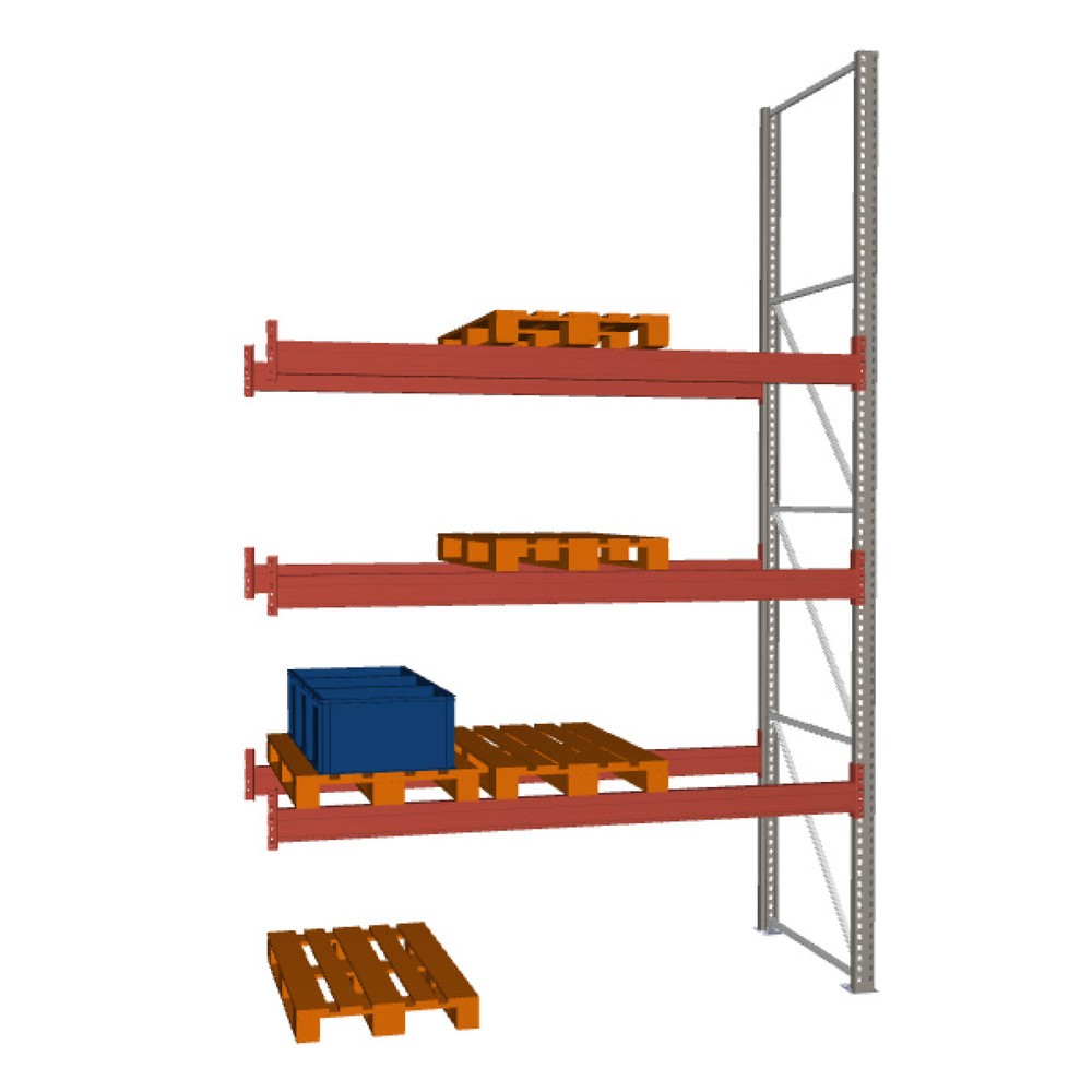 Product image: META MULTIPAL pallet rack, add-on unit, SL 8,790 kg, HxWxD 4,400 x 2,700 x 1,100 mm