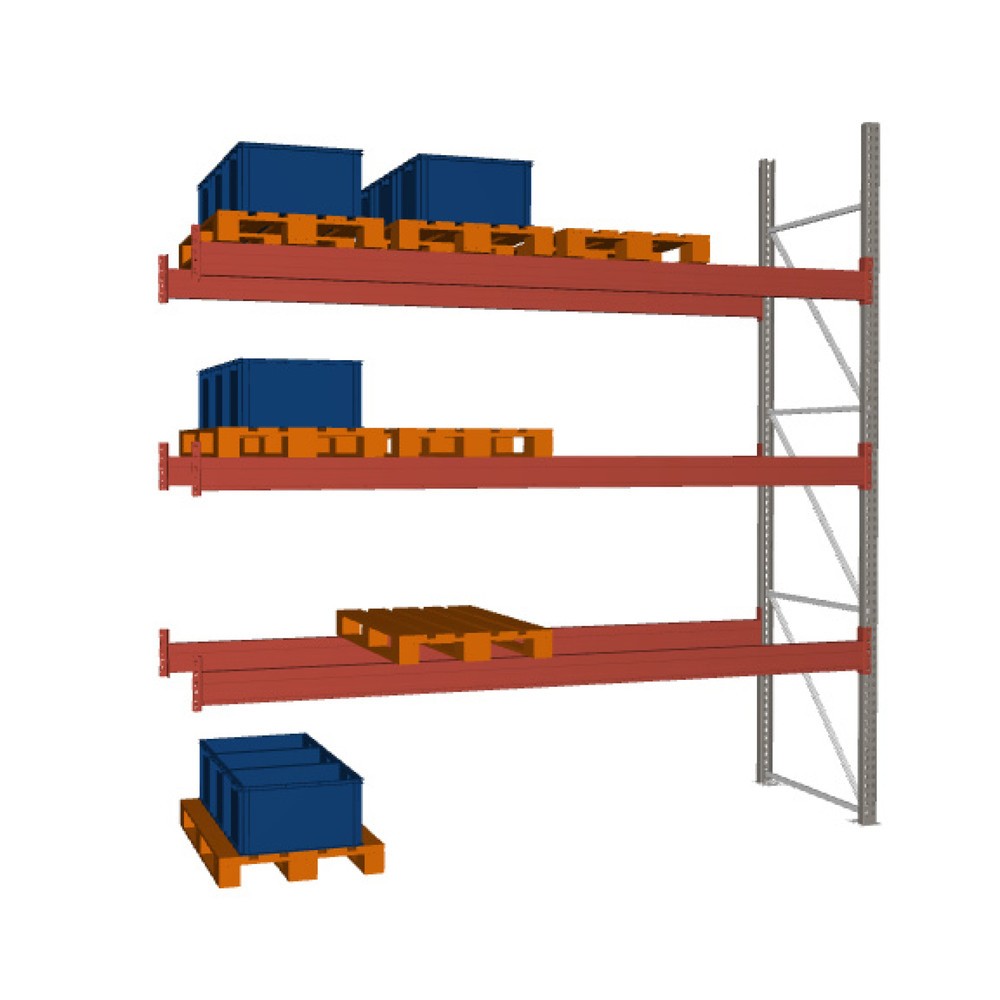 Product image: META MULTIPAL pallet rack, add-on unit, SL 11,670 kg, HxWxD 3,800 x 3,600 x 1,100 mm