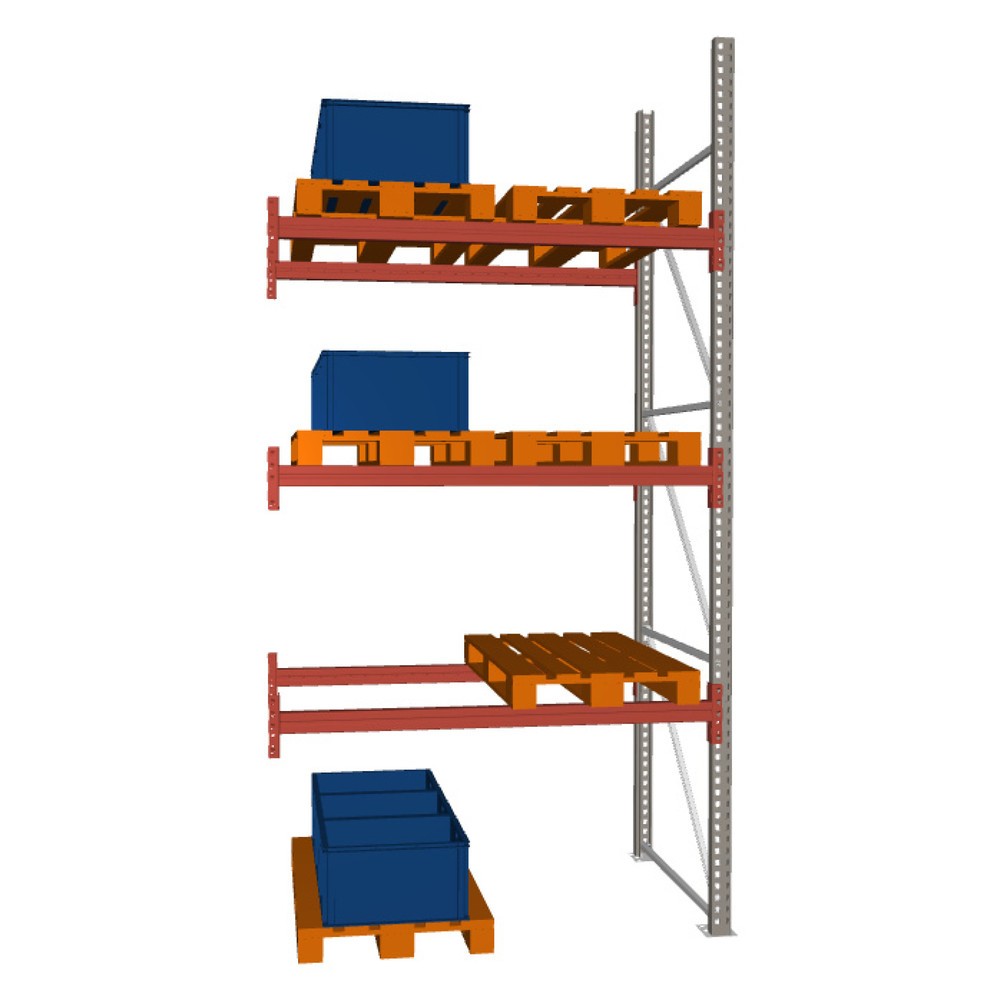 Product image: META MULTIPAL pallet rack, add-on unit, SL 6,660 kg, HxWxD 3,800 x 1,825 x 1,100 mm
