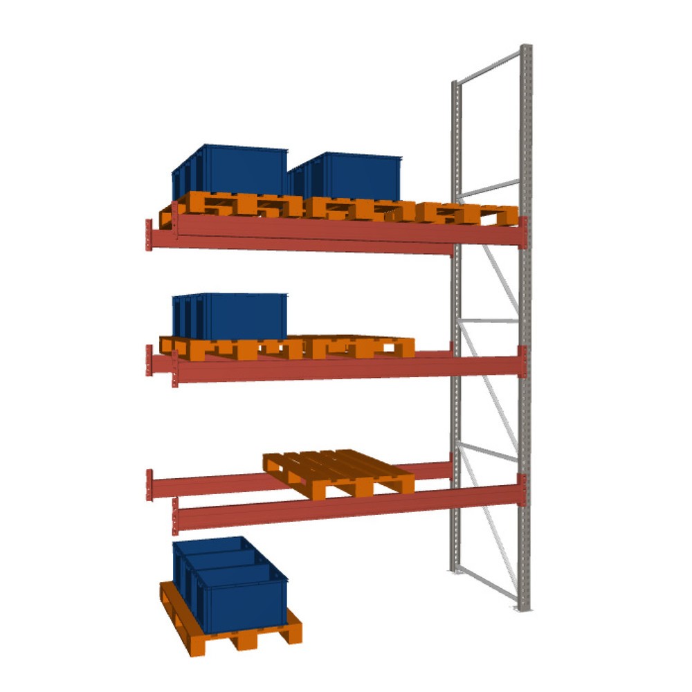 Product image: META MULTIPAL pallet rack, add-on unit, SL 12,480 kg, HxWxD 4,400 x 2,700 x 1,100 mm