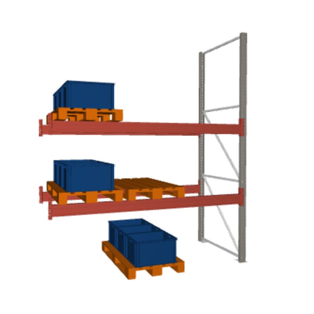 Product image: META MULTIPAL pallet rack, add-on unit, SL 4,700 kg, HxWxD 3,300 x 2,700 x 1,100 mm