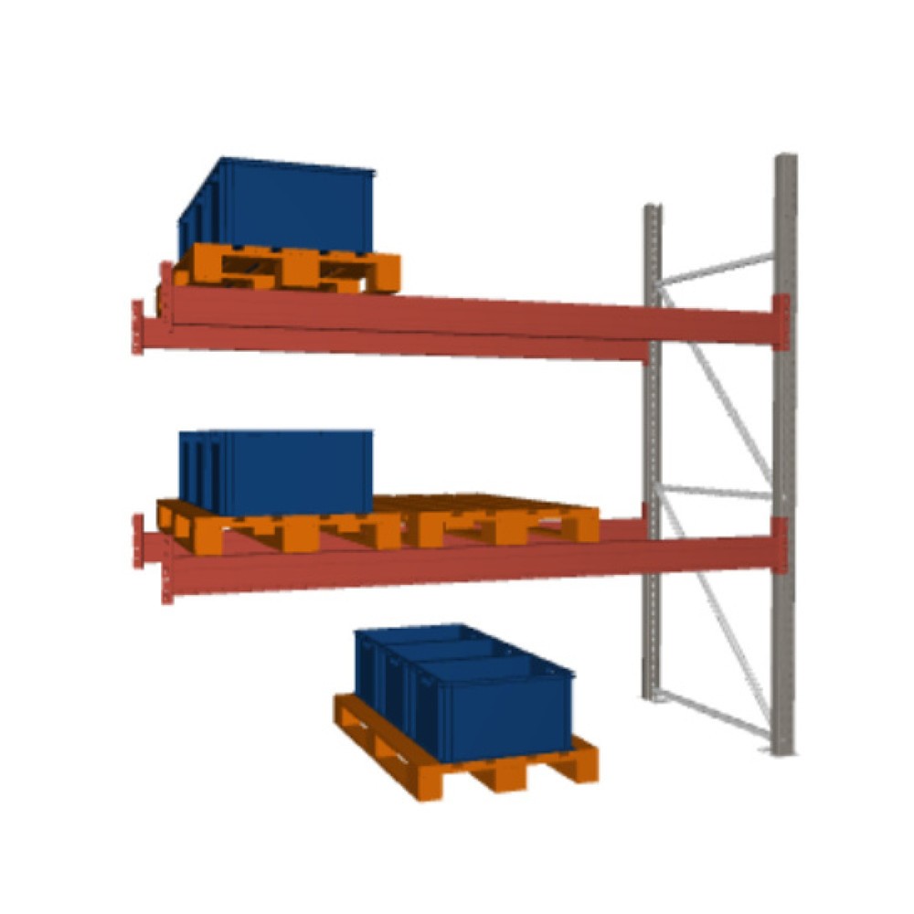 Product image: META MULTIPAL pallet rack, add-on unit, SL 4,700 kg, HxWxD 2,700 x 2,700 x 1,100 mm
