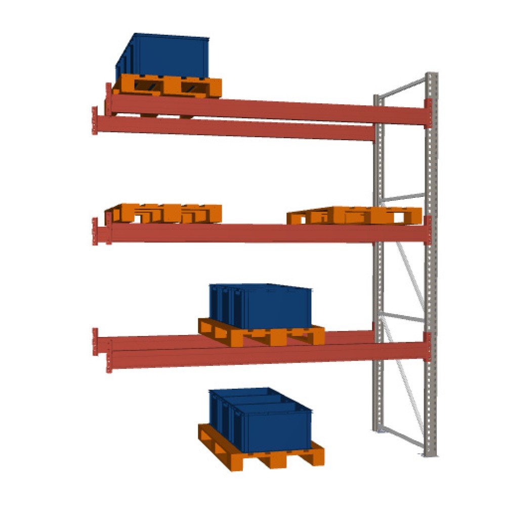 Product image: META MULTIPAL pallet rack, add-on unit, SL 8,790 kg, HxWxD 3,800 x 2,700 x 1,100 mm