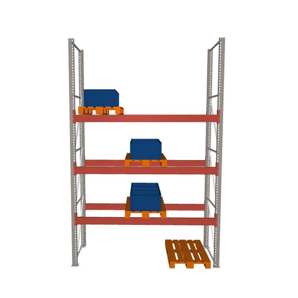 Product image: META MULTIPAL pallet rack, base unit, SL 8,790 kg, HxWxD 4,400 x 2,700 x 1,100 mm