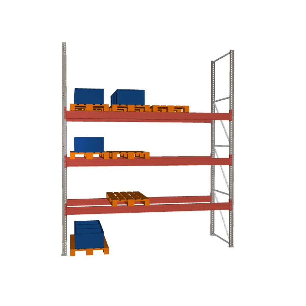 Product image: META MULTIPAL pallet rack, base unit, SL 11,670 kg, HxWxD 4,400 x 3,600 x 1,100 mm