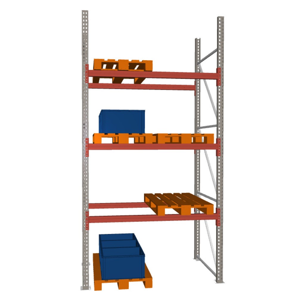 Product image: META MULTIPAL pallet rack, base unit, SL 6,660 kg, HxWxD 3,800 x 1,825 x 1,100 mm