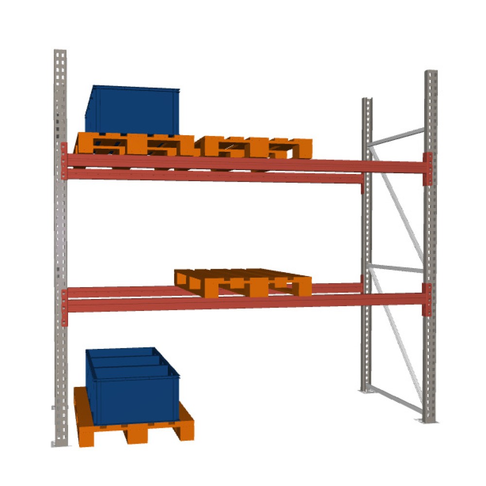 Product image: META MULTIPAL pallet rack, base unit, SL 2,960 kg, HxWxD 2,700 x 2,700 x 1,100 mm