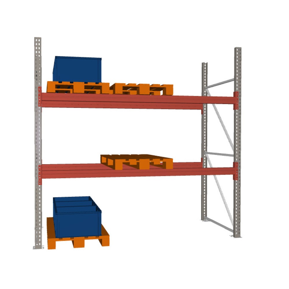 Product image: META MULTIPAL pallet rack, base unit, SL 4,700 kg, HxWxD 2,700 x 2,700 x 1,100 mm